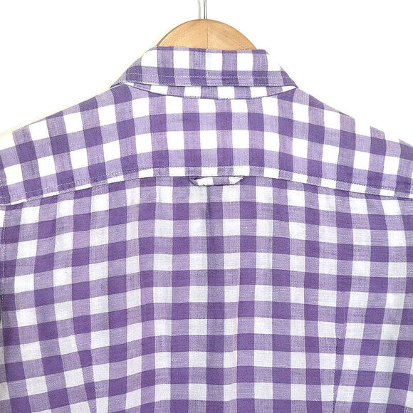 Banana Republic Linen Cotton Gingham Checked Soft Wash Button Down Shirt Size XS - Picture 11 of 16